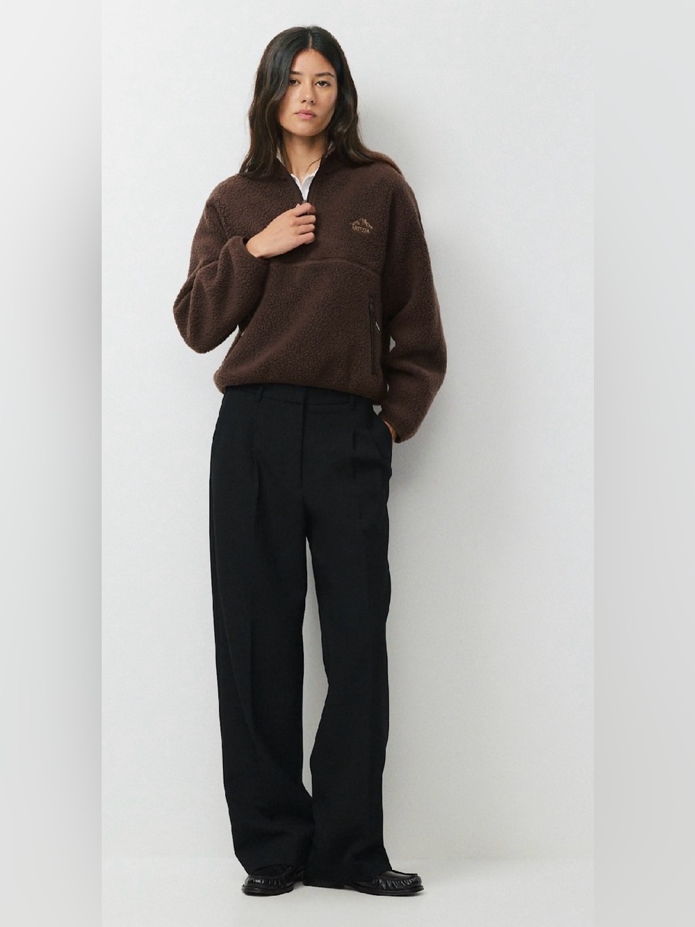 Aritzia TNA Polartec Thermal Pro Highlands 1/2 Zip Mid-pile fleece relaxed Sz L